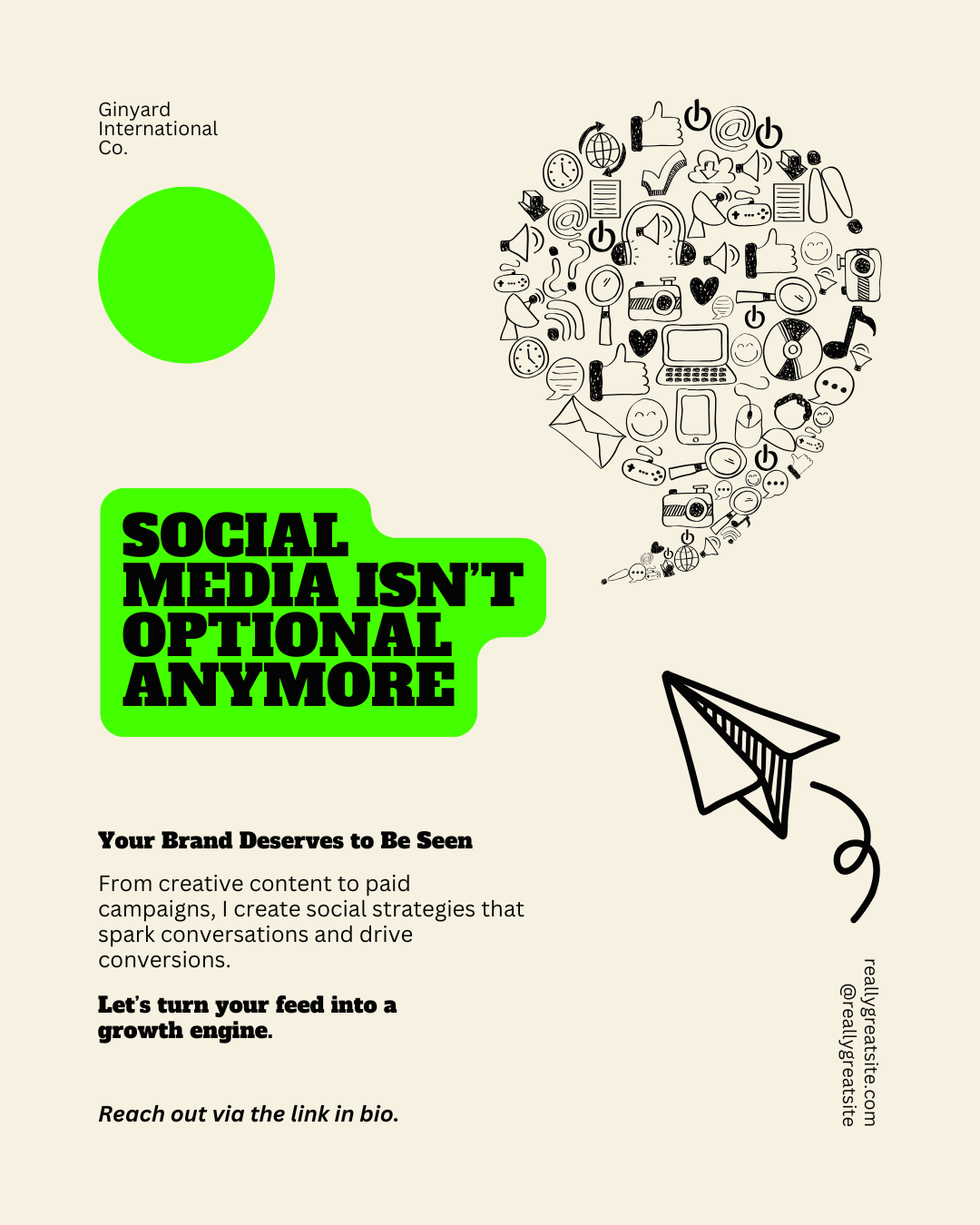 Lime Green and Beige Playful Social Media Marketing Instagram Post